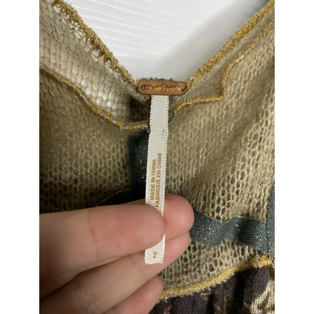 Free People Women's Mohair Wool Sheer Tank Top Multicolor 2 Embroidered Boho‎